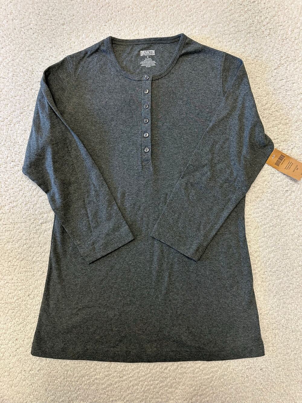 NWT* Duluth Trading Co Womens Longtail 3/4 Sleeve Henley Shirt Small